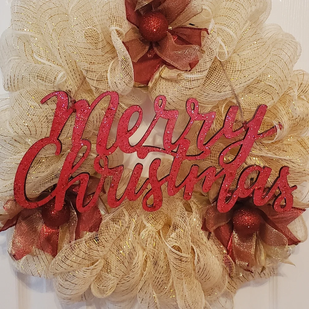 Deco Mesh Merry Christmas Wreath
